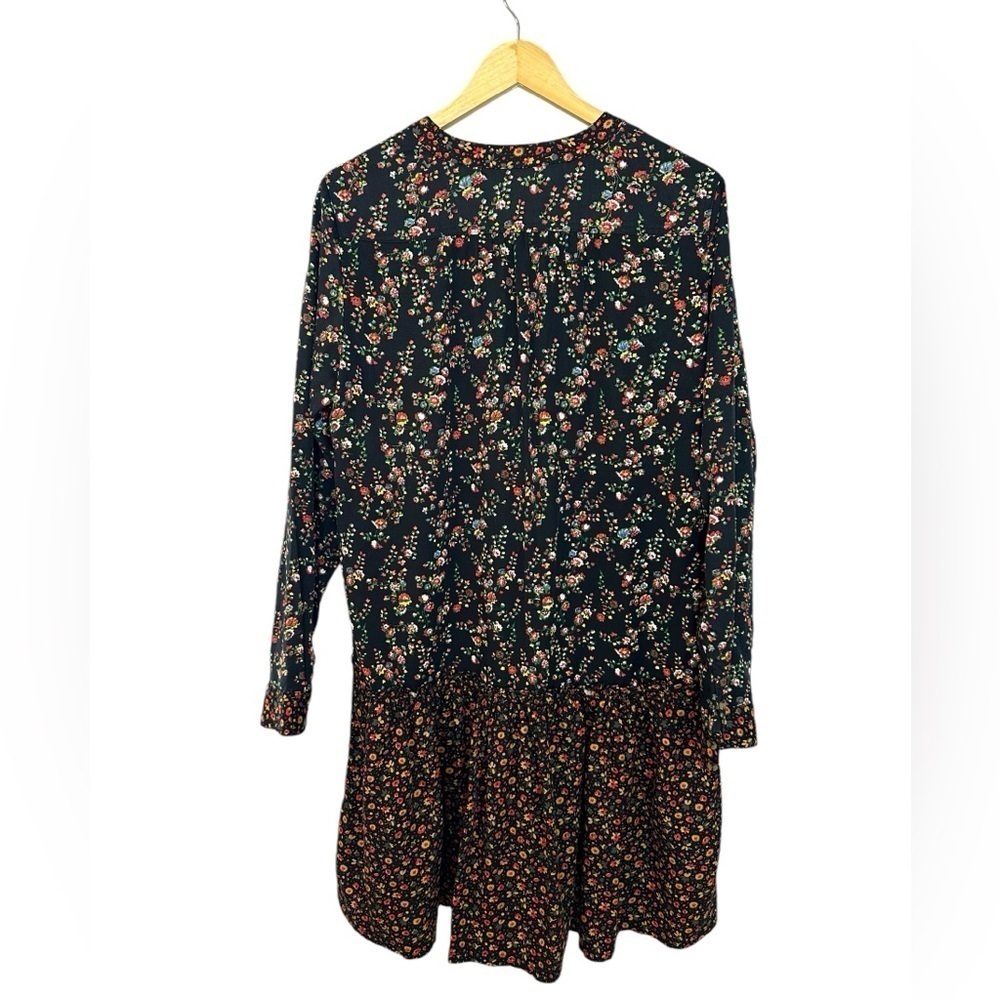 Anthropologie Maeve Women’s Marlie Button-Front Drop Waist Dark Floral Dress 10 - Picture 7 of 9